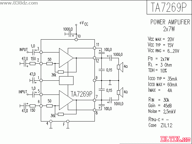 ta7269p功放电路图纸原理图