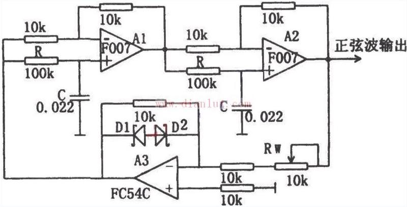 有源相移振荡器(F007)电路图