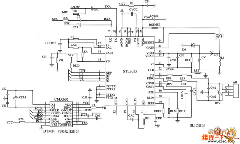 SLIC、DTMF检测信号音产生电路图