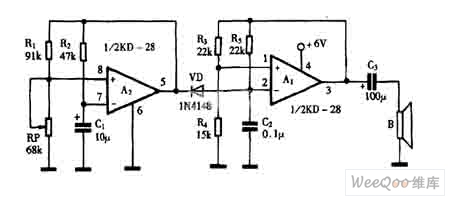 巧用KD-28做“嘟嘟”音响发生器电路图其他信号产生器 电路图 