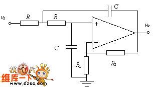 二阶有源低通滤波器电路图