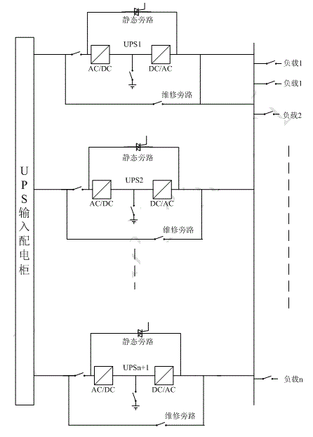 ups(n 1)并联冗余供电系统示意图