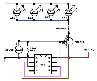 ne555设计的呼吸灯电路图-其他光电实用电路图-电子