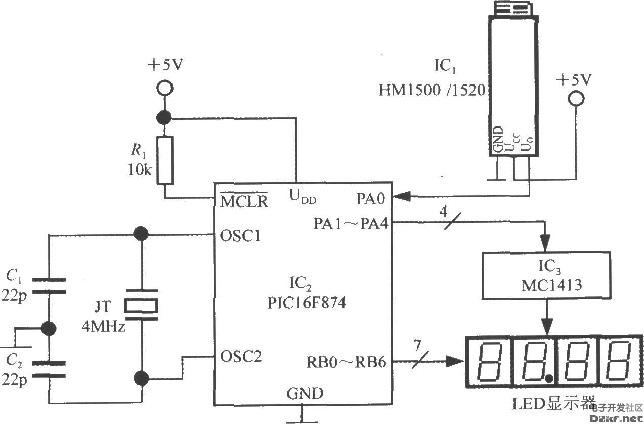 由电压输出式集成湿度传感器HM1500／1520和单片机构成的智能湿度
