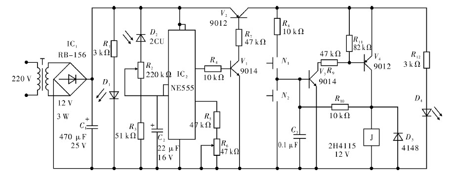图1 光感节电控制器电路图