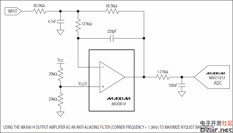 MAX9614、MAX9616：典型应用电路
