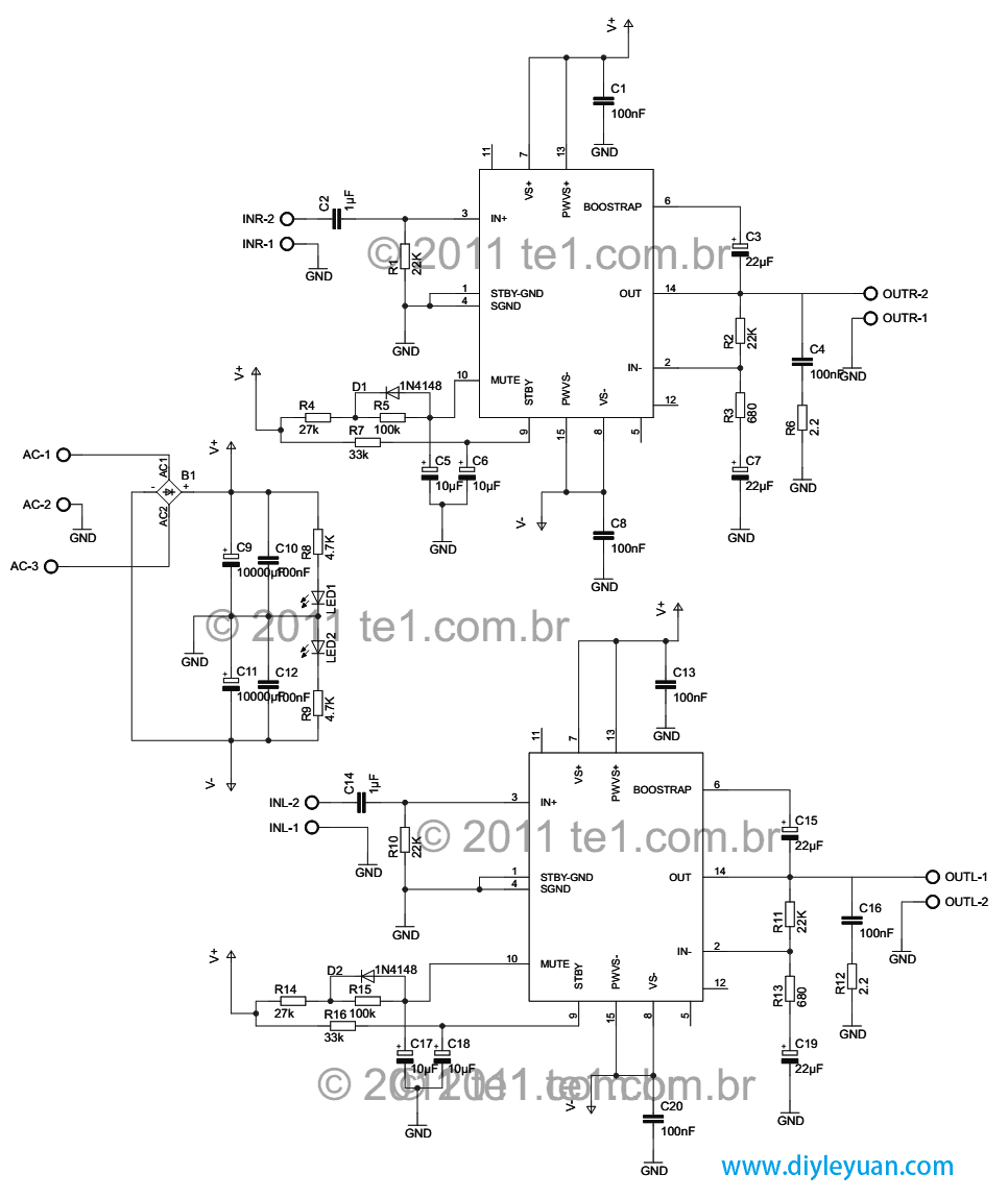 TDA7293功放电路原理图