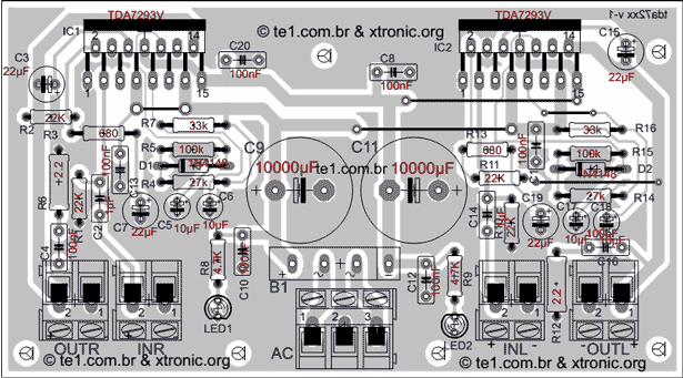 TDA7293功放板元件布局图