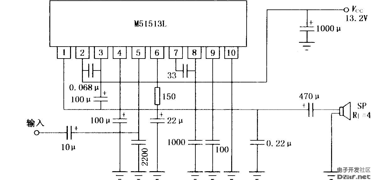 M51513L 5.8W音频功率放大电路