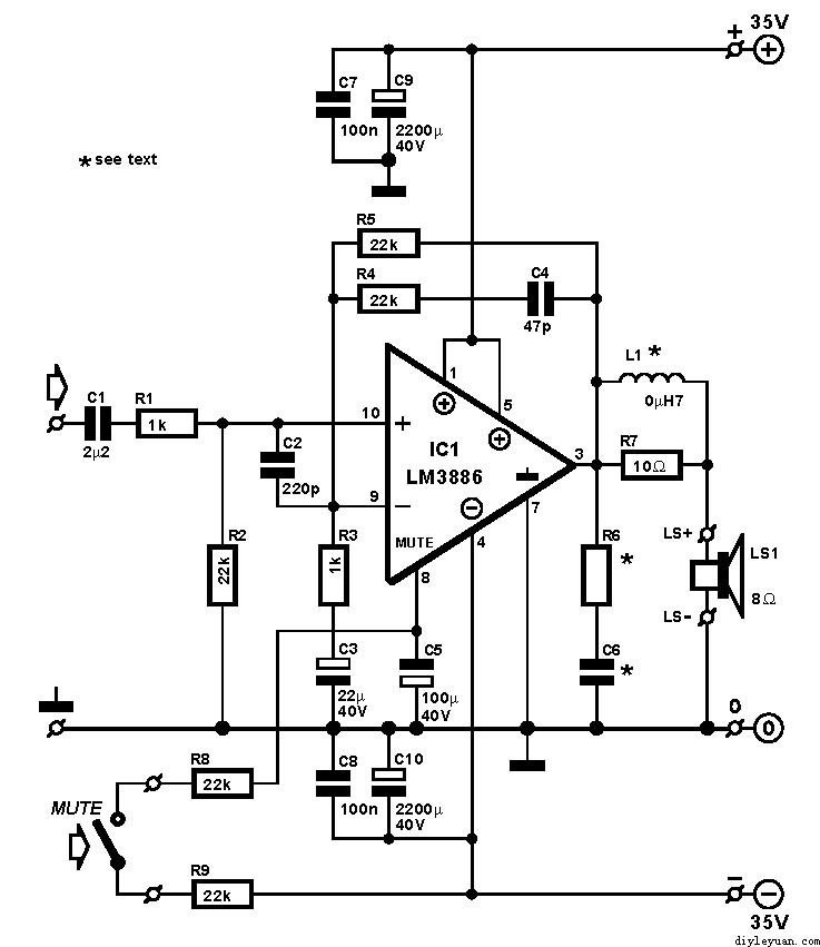 lm3886功放电路原理图