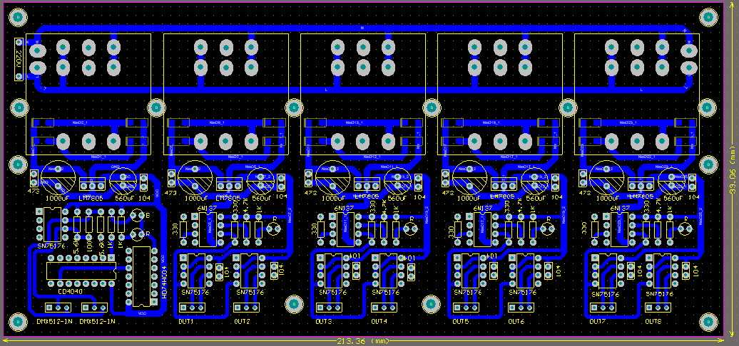 DMX512信号放大器（中继器）PCB底层图