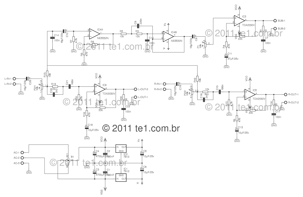 tda2030的2.1声道功放电路的制作