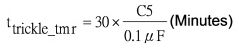 預(yù)先充電(Trickle Charge)模式下之安全計(jì)時(shí)時(shí)間可由下列公式計(jì)算