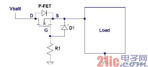 用P-FET實(shí)現(xiàn)電池反極性保護(hù)