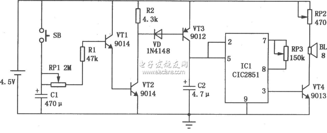 基于CCIC2851的音乐催眠器原理图