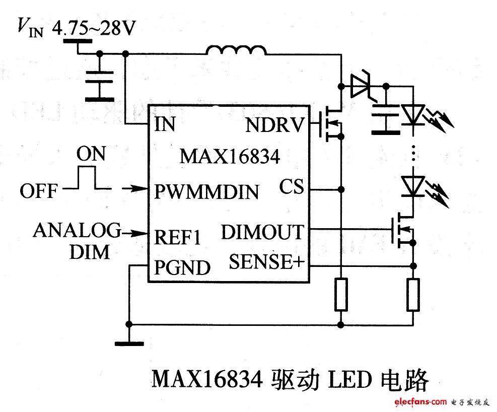 MAX16834驱动LED电路