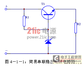 圖4－1－1：簡(jiǎn)易串聯(lián)穩(wěn)壓電源電路圖