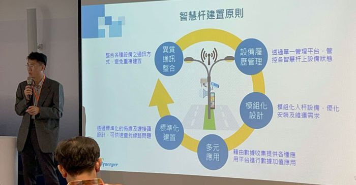 思纳捷科技资深经理廖贤文分享5G智能杆建置原则与整合多元创新应用。昇频