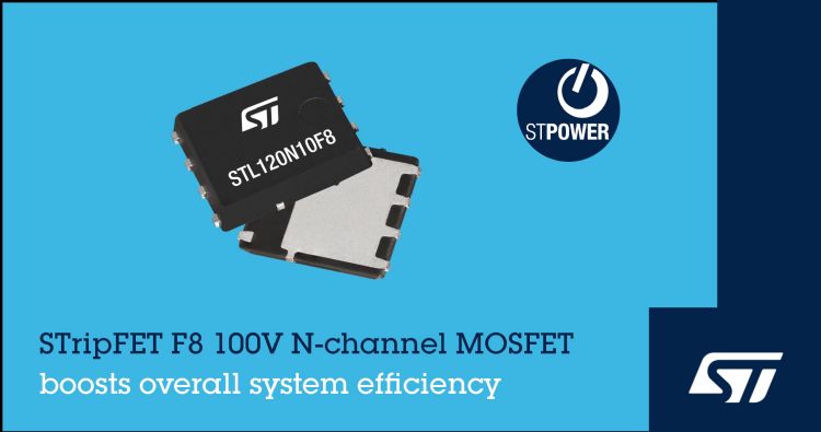 意法半导体推出100V工业级STripFET F8晶体管，品质因数提升40%。意法半导体