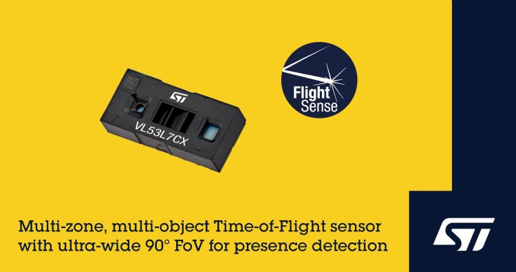 意法半导体推出FlightSense多区测距ToF传感器，其广大视角达镜头等级
