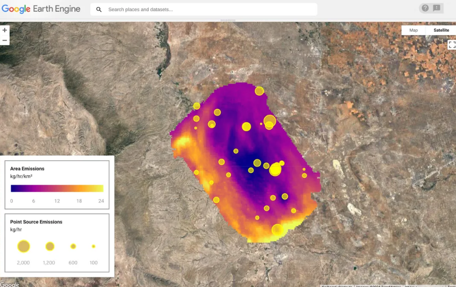 谷歌参与绘制全球甲烷排放空间图
