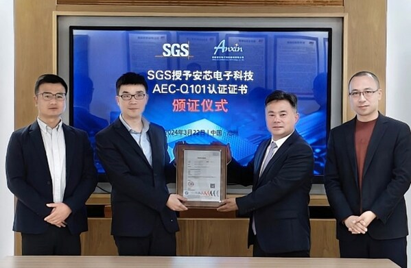 SGS为安芯电子颁发AEC-Q101认证证书