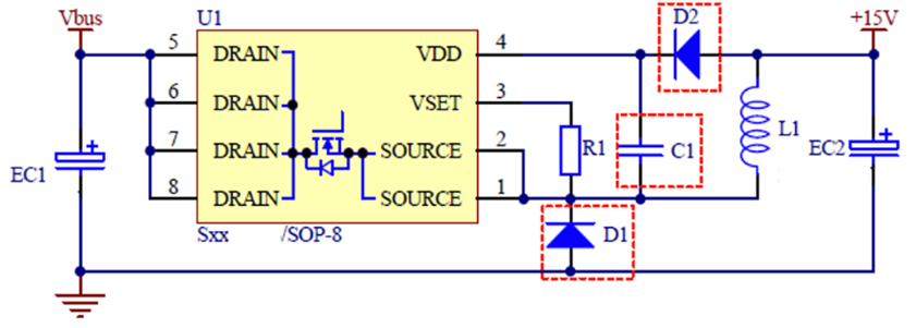 图2:电源供电部分:bp85226df外围电路·内置dac,可作为过压过流比较
