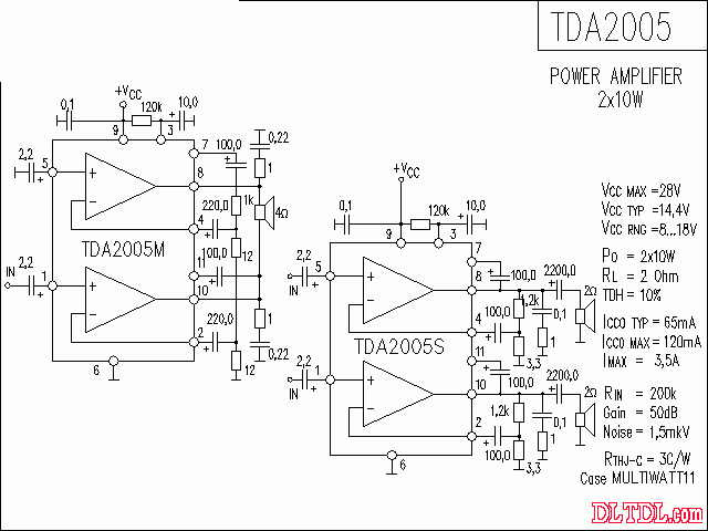 tda2005功放電路圖紙原理圖