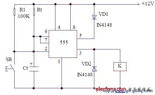 555構成的簡易長延時電路設計