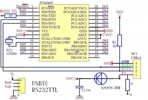 串口转usb线接线图图片