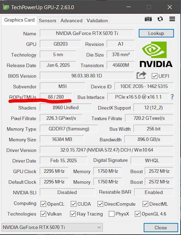 RTX 5070 Ti丟失8個(gè)ROP單元：實(shí)測(cè)跑分損失多達(dá)11％