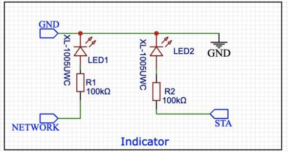 GPS 和 GSM 模块指示灯电路