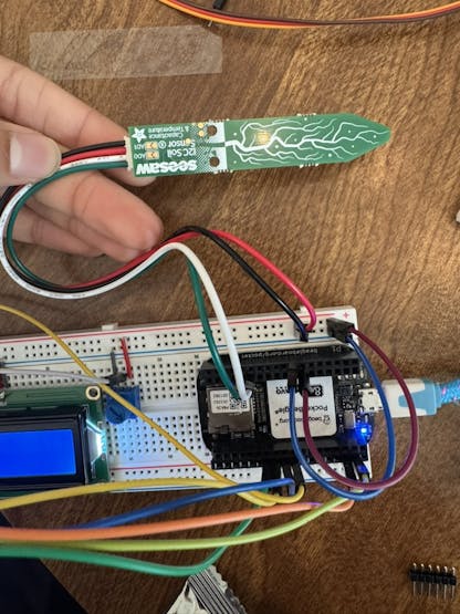 Figure 4. Wiring of STEMMA Soli Moisture Sensor to PB