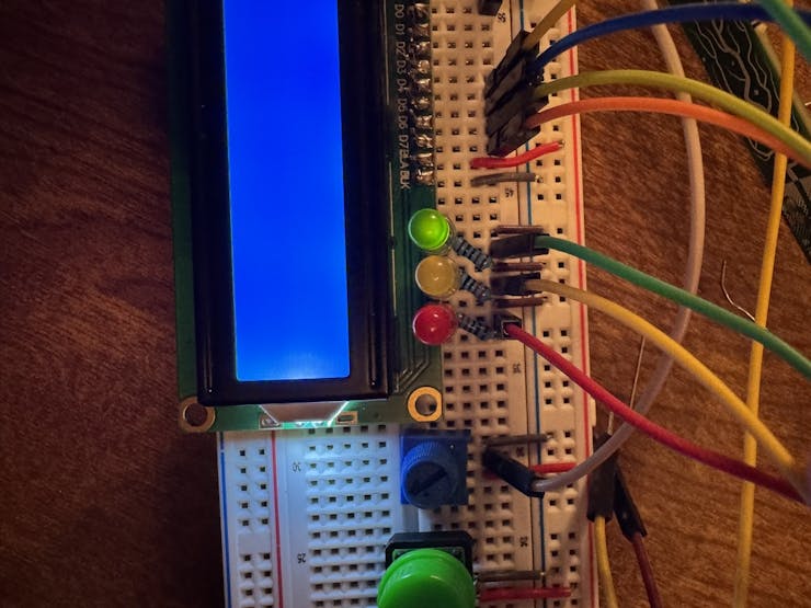 Figure 5. Bread board wiring of LEDs with current limiting resistors