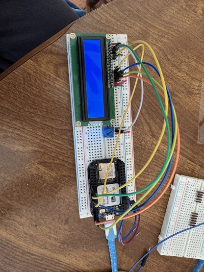 Figure 3. Initial Wiring of LCD Screen and Potentiometer to PB
